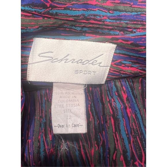 Vintage Schrader sport button down belted long sleeve shirt polyester dress 12 - Picture 4 of 4